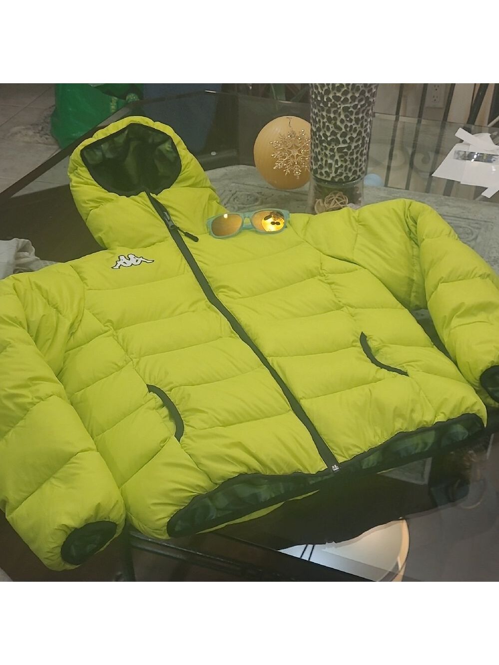 Kappa Vintage Mens Reversible Winter Bomber Duck Down Jacket L